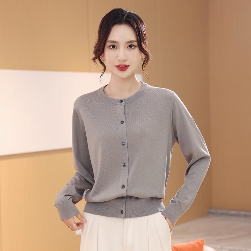 

LA BULL Women s Round Neck Wool Cardigan M