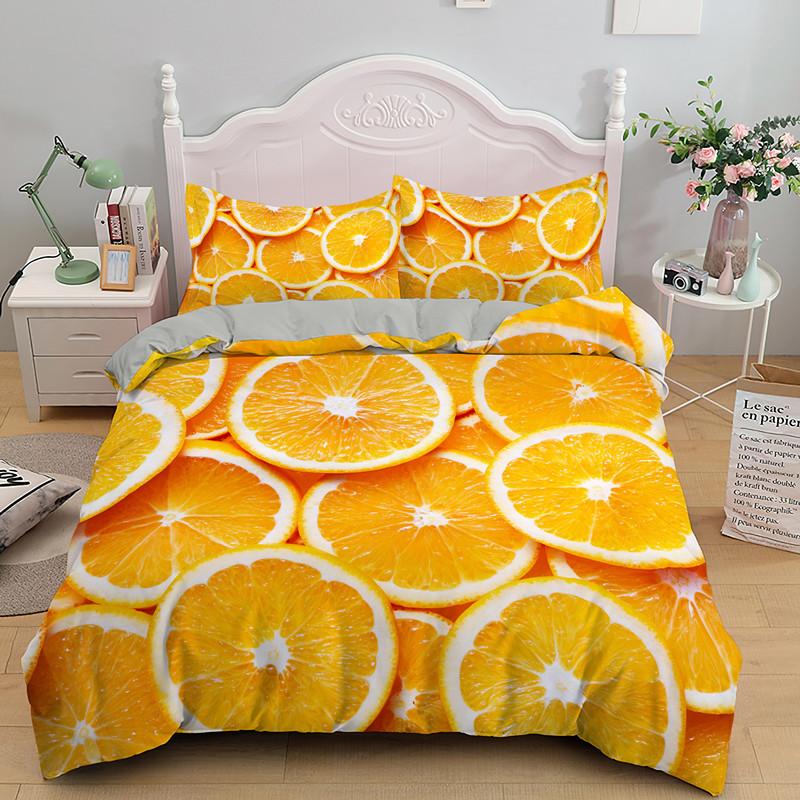 Fruit Raspberry Duvet Cover King Queen Double Size 3D Grapefruit Blueberry Print Soft Bedding Set 2/3pcs Polyester Quilt Cover