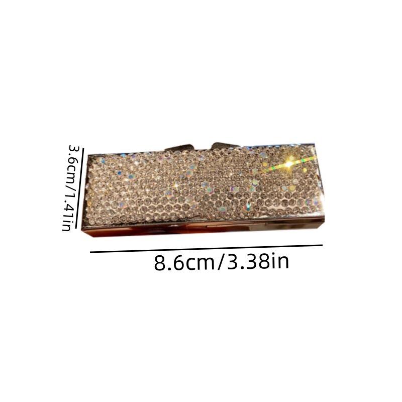 Portable Metal Pill Box with Inlaid Diamonds - Stylish and Popular Design