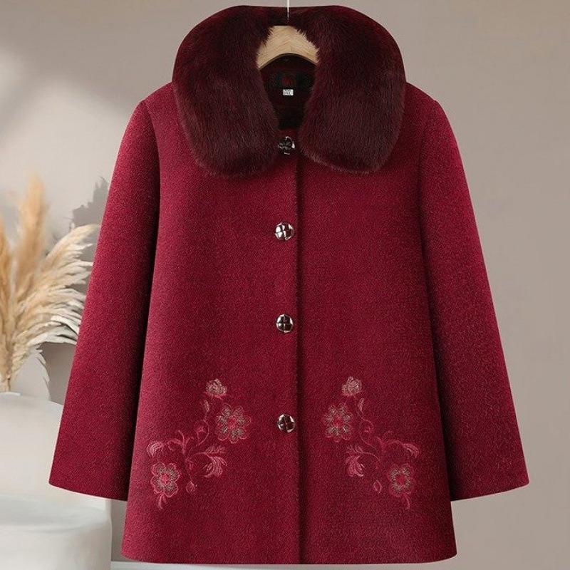 Middle-aged mother autumn and winter woolen coat old lady velvet clothes grandma winter clothes mink coat thickened