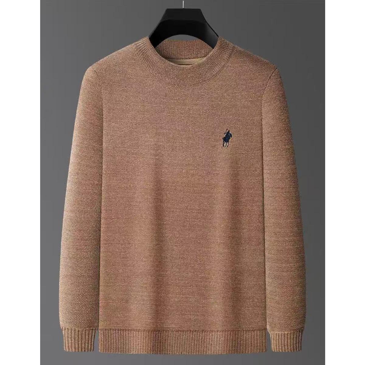 TrendHub Men's Fashion Solid Long Sleeved Polo Shirt Attumn Winter Comfortable Top XL koffie