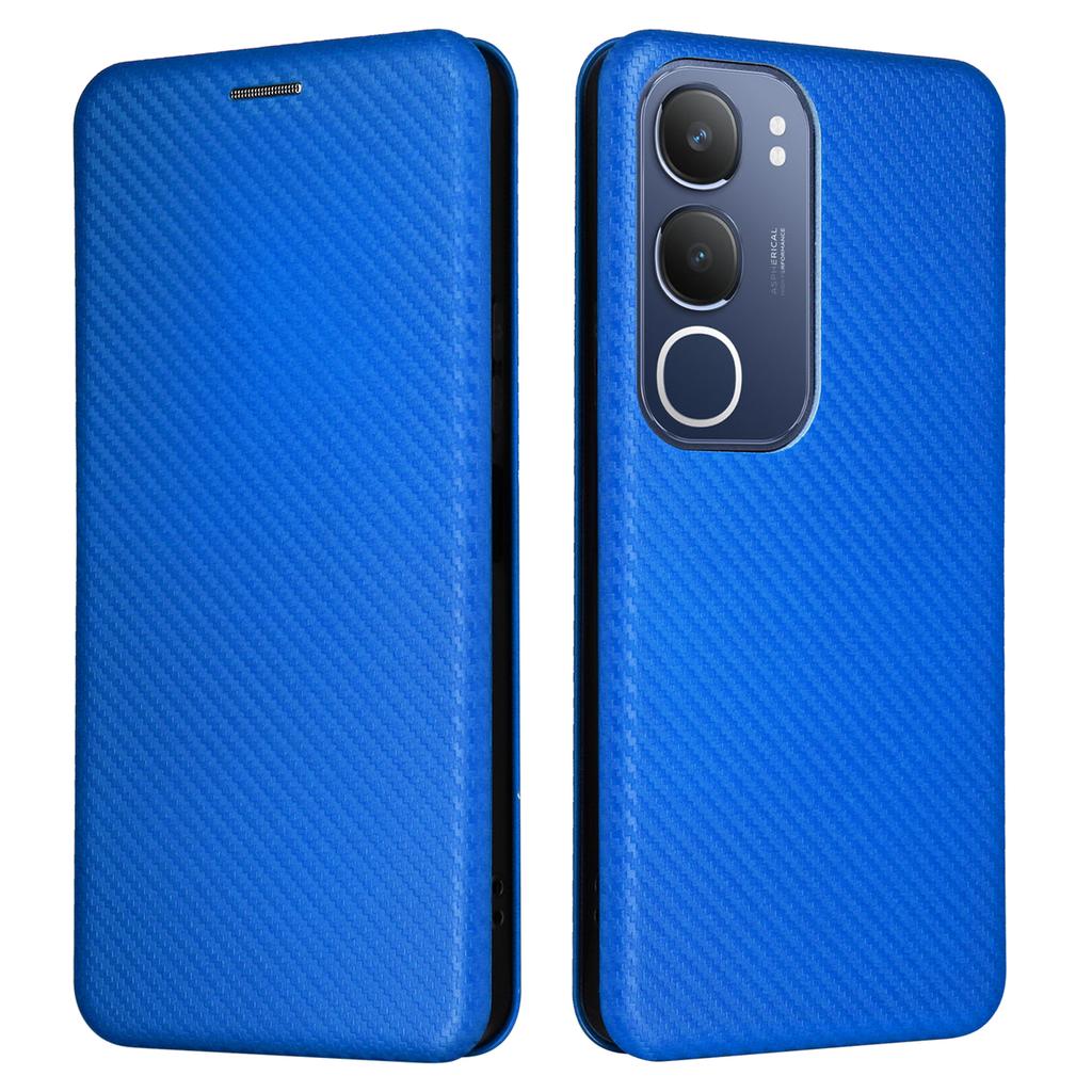 For vivo Y19s 4G Case Carbon Fiber Texture Drop-Proof PU Leather Phone Cover