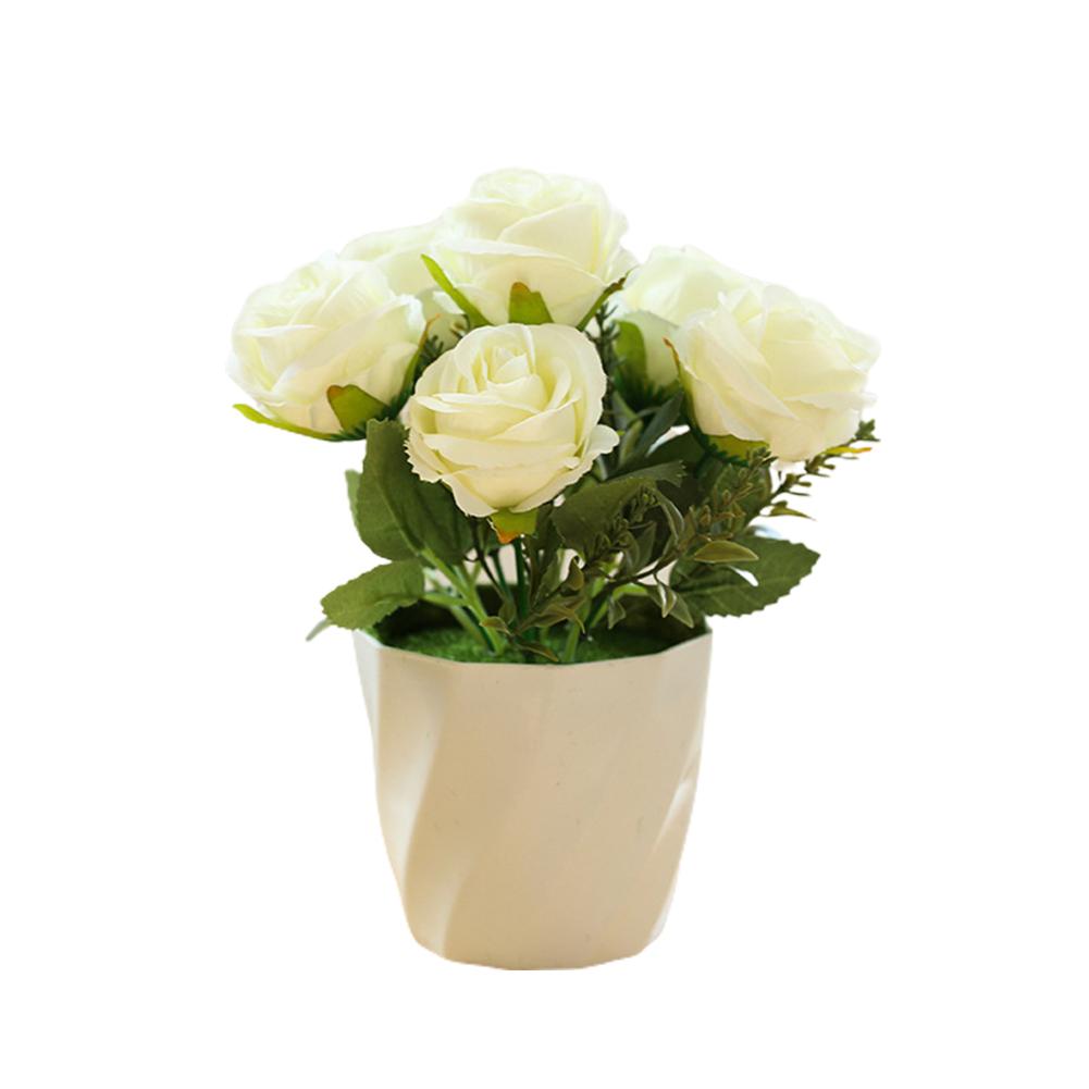 Artificial Rose Fake Plant Flowers Potted Ornament
