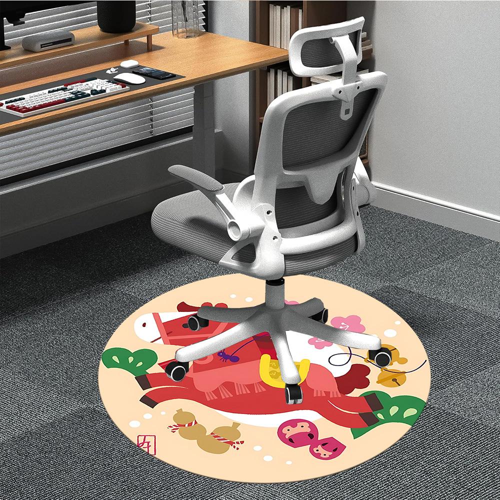 

1pc Rocking Horse Office Round Rug, Non-slip, Soft and Durable Office Rug for Interior Decoration, Perfect for Office, Beautiful Decoration yy26032307 80cm by 80cm