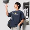 Li Ning Bad Five Letter Round Neck Breathable Versatile Loose Short Sleeve T-Shirt Men T-Shirts Deep-Navy-Blue AAFV005-2