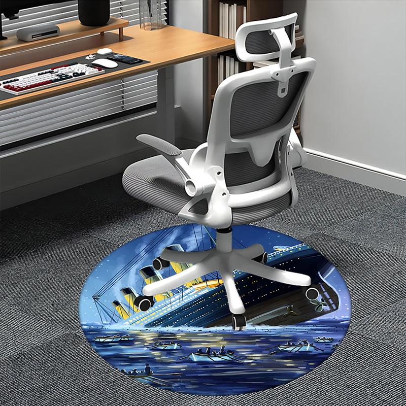 

Titanic,Shipwreck Chair mat Round Rug-Office carpet, Machine Washable, Non-slip, Suitable for Living Rooms, Bedrooms, Entryways, and Holiday 80cm by 80cm