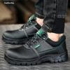 Steel Toe Safety Shoes Men PU Leather Men Work Shoes Anti-Puncture Indestructible Shoes Safety Boots Male Anti-Slip Work Boots