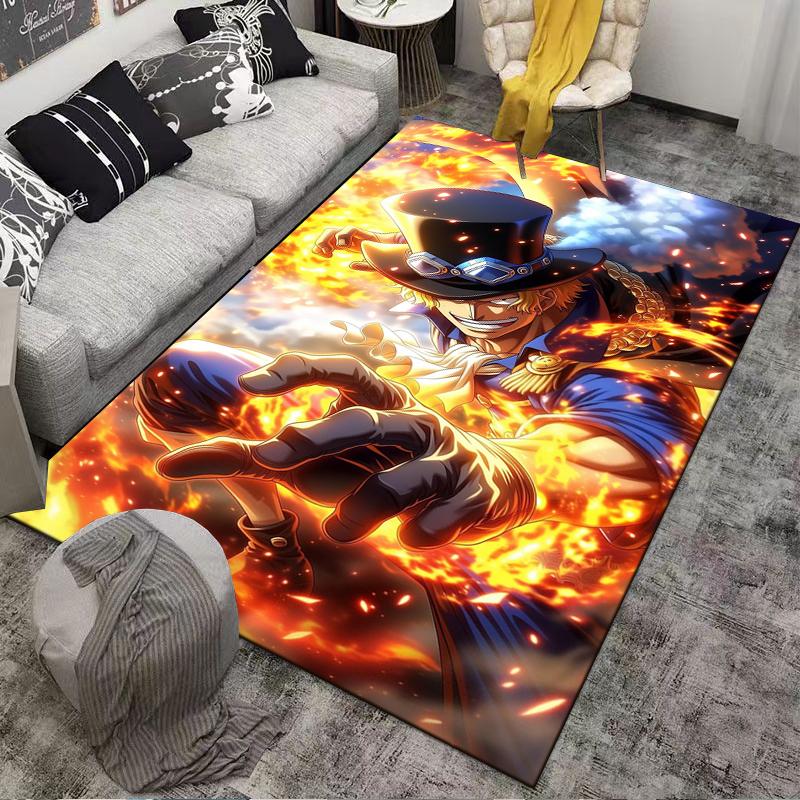Fiery Anime Character Set Designed floor mat, suitable as a non-slip mat for the living room or bedroom sofa