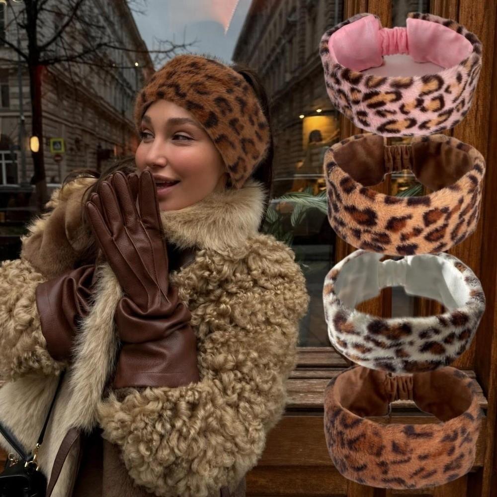 Soft Plush Headwraps Elastic Wide Warm Thick Hairband Fashion Leopard Fur Headbands Outdoor Sports