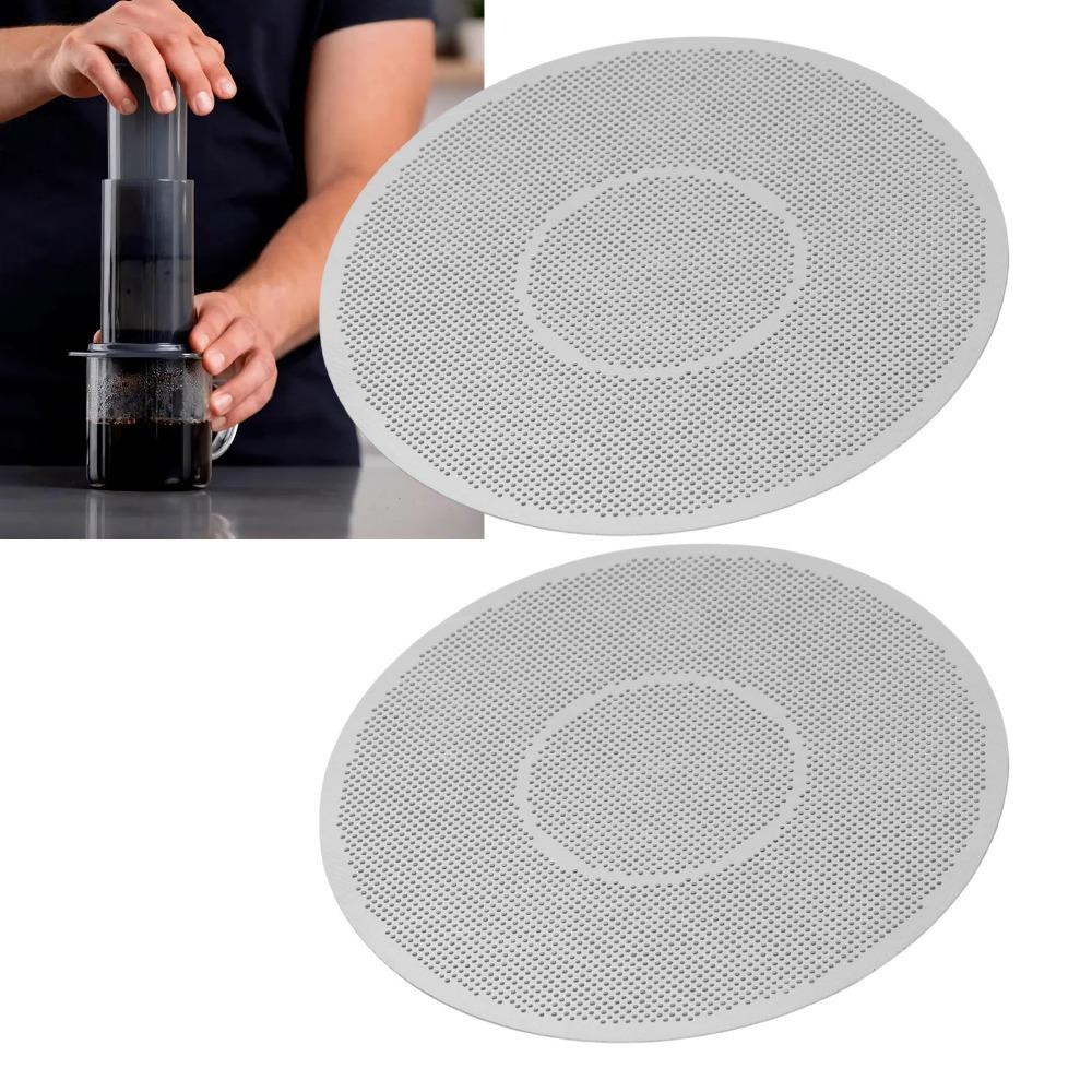 2pcs Set Rustproof Disc Coffee Filter Stainless Steel Coffee Filter Cafe Maker Use