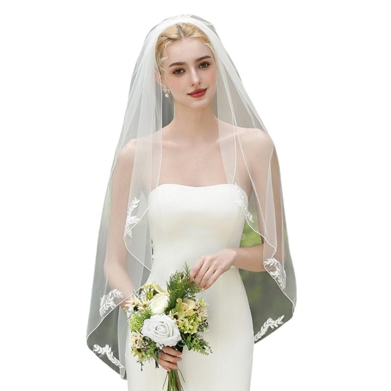 

Elegant Middle Length Wedding Veil Soft Nylon Fabric Headwear Accessory Easy to Style Perfect for Brides Special Occasion 1