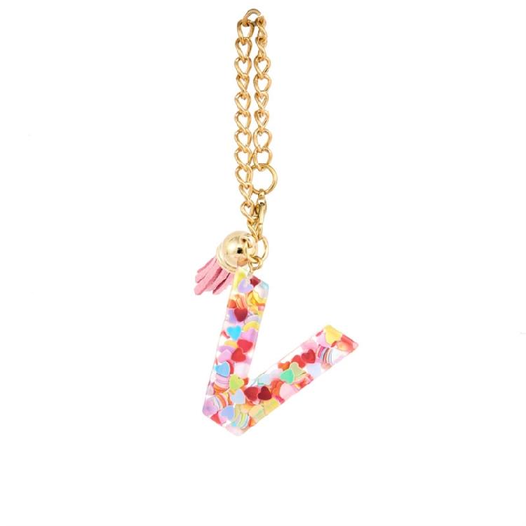 Personalized Letter Chain for Water Cup Stylish Initials Chain Water Bottle Handle Pendant Colorful Keychain for Women