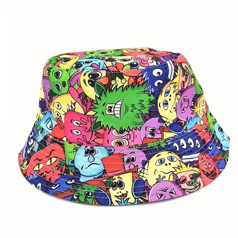 Spring Summer Flower Leaf Print Fisherman Hat With Sunshade For Casual Wear