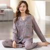 Women's Korean-Style Cartoon Pajama Set - 100% Cotton, Long-Sleeved, Suitable for Spring, Autumn, and Winter, with Cardigan for Home Wear.