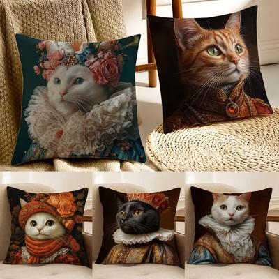Cute Cat Printing Decorative Playful Art Cushion Cover Pillowcase Antidustmite Living Room Sofa Decor Cushion Room