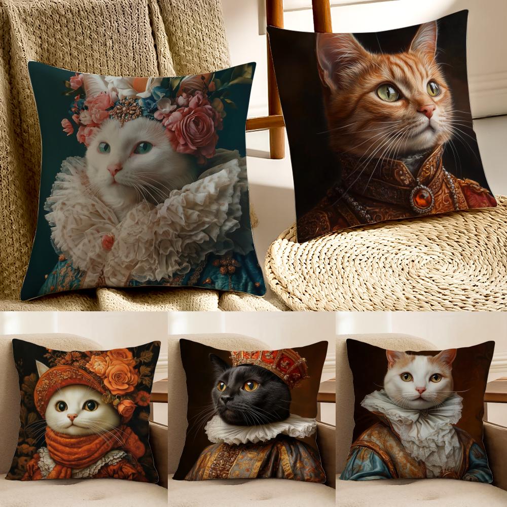 Süße Katze Druck Dekorativ Verspielt Kunst Kissenbezug Kissenbezug Milbenschutz Wohnzimmer Sofa Dekor Kissen Raum