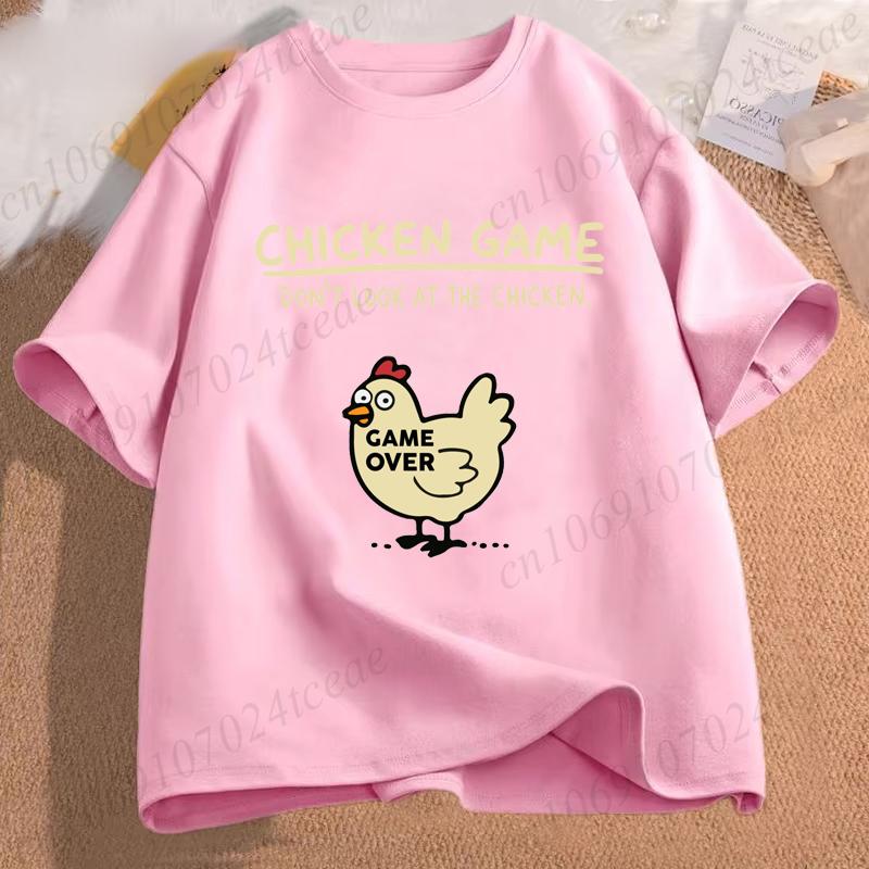 Chicken Game Dont Look At The Chicken Funny Chicken TShirt Printed Graphic T Shirt Tops Fashion Unisex Women Clothing Ropa Hombre