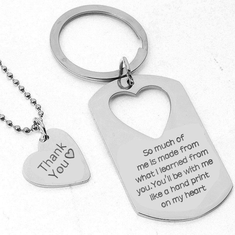 Colier Militar Pandantiv Inimă Piersică Oțel Inoxidabil Breloc - Cadou Ziua Tatălui & Ziua Recunoștinței