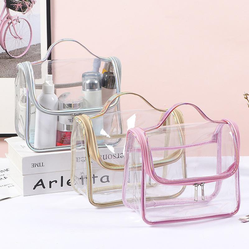 Large Clear PVC Makeup Bag - Waterproof Toiletry Storage Handbag