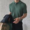 Men's Trendy Korean Style Polo Shirt - Casual Summer Solid Color, Textured, Knitted Short-Sleeve T-Shirt