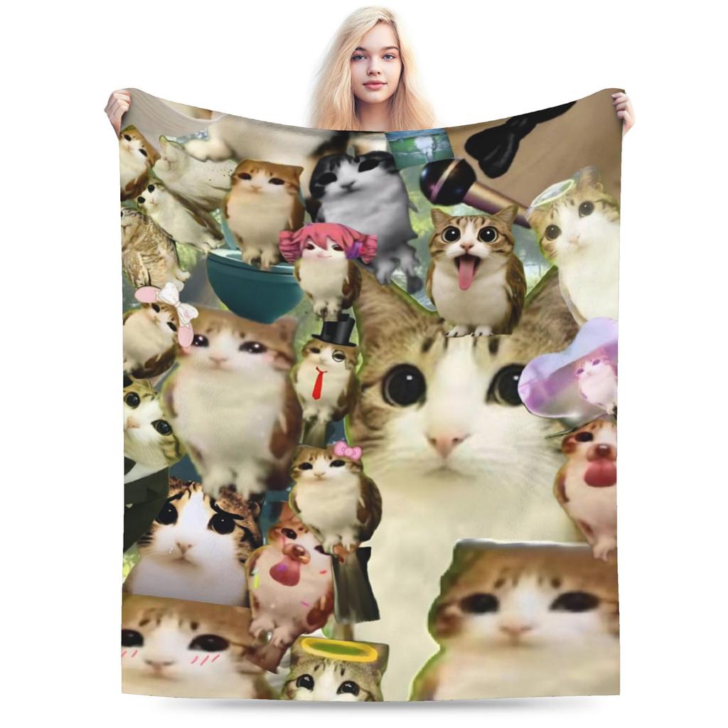 Meowl Cat Owl Meme Blanket Soft Coral Fleece Plush Healing Gifts  Throw Blankets Bedding Throws