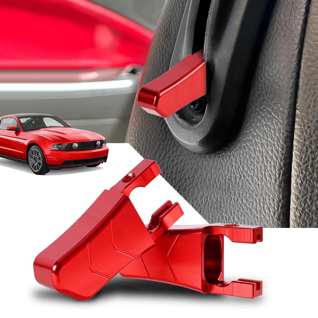 2PCS Car Adjustment Rods Seat Release Lever Knob Latch Handle Side Red Black Aluminum Alloy For Ford Mustang 2005 2006-2014
