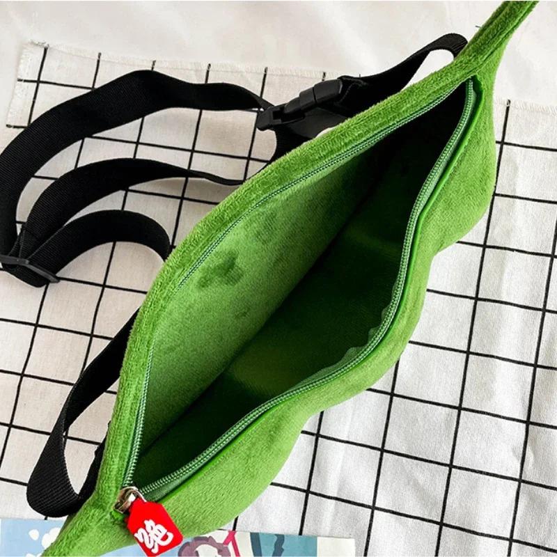 2025 Winter Persönlichkeit Kreativ Edamame Form Damen Umhängetasche Plüsch Erbse Schultertasche Für Frauen Lustige Und Witzige Brusttasche Bolsa De Mensajero
