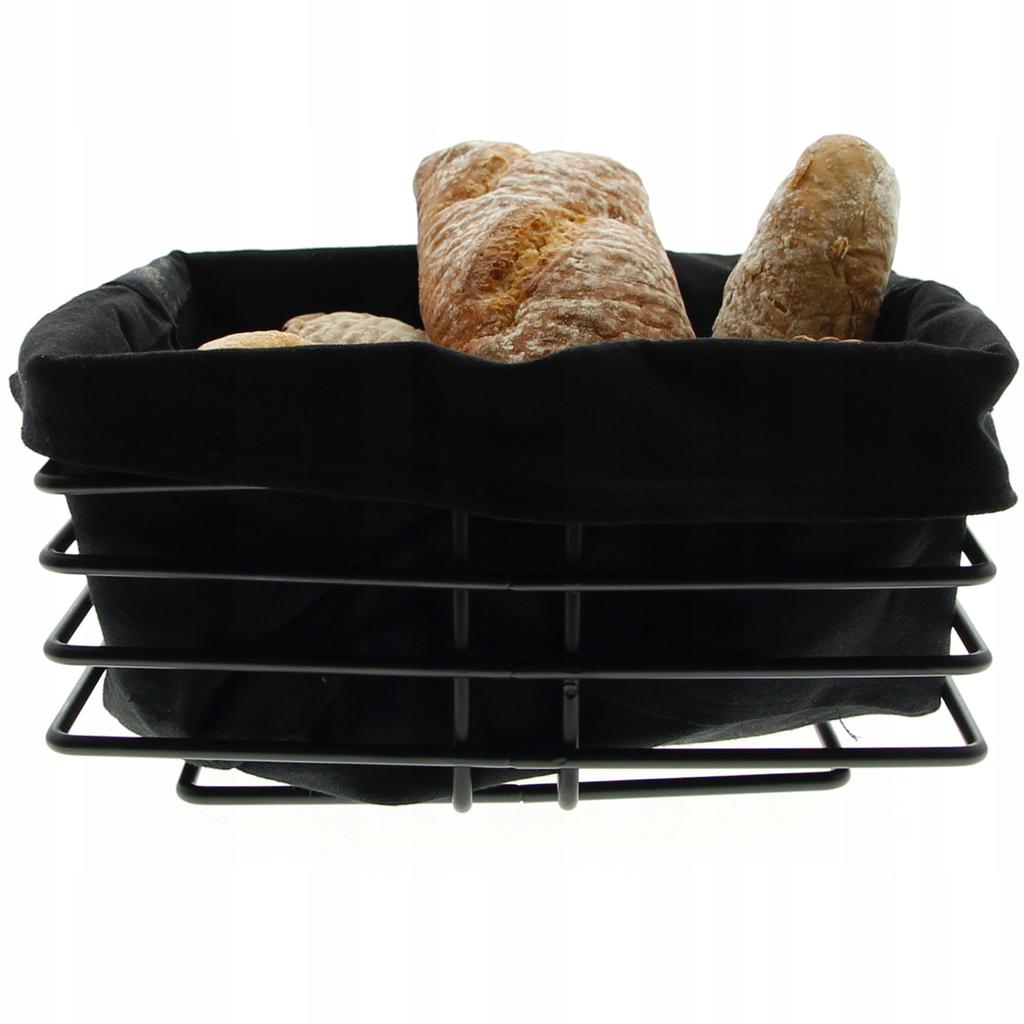 METAL BREAD BASKET + BLACK FABRIC INSERT