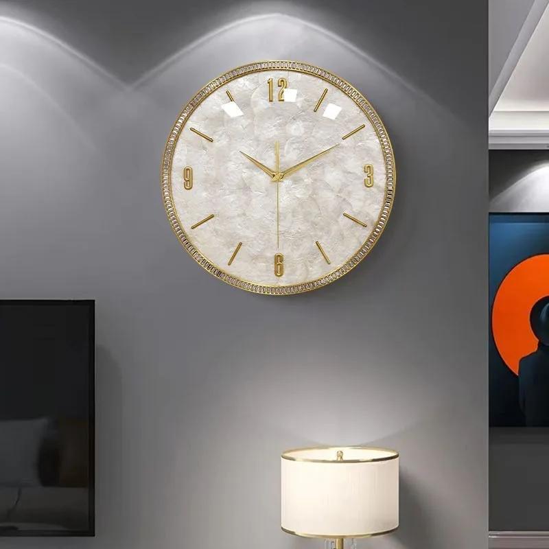 Golden White Wall Clock Living Room Nordic Decorative Stylish Wall Clock Modern Design Home Decor Wall Art