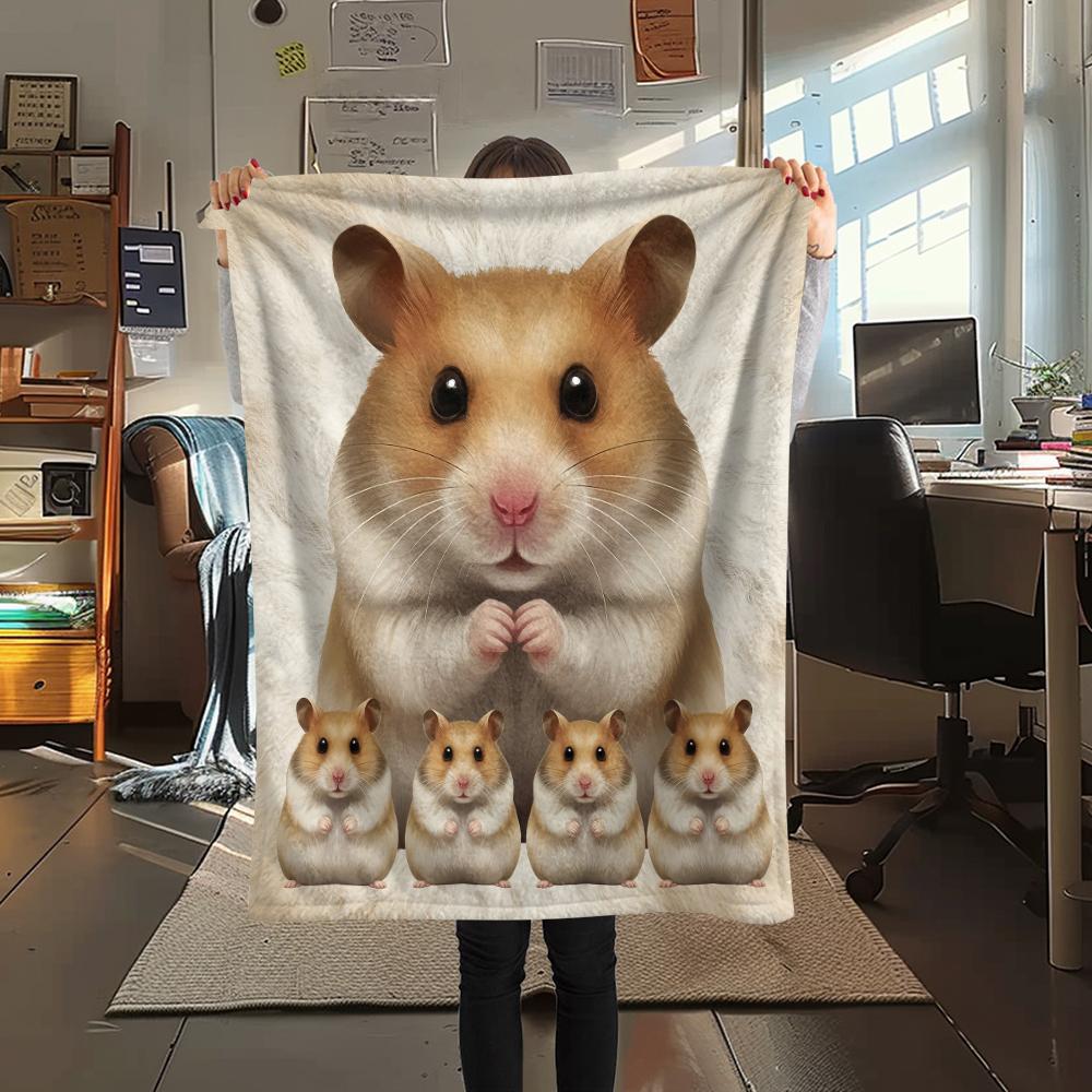 

1Pc Hamster and Rat Print Flannel Blanket, High quality Comfortable for All Seasons, Home Decor, Warmth and Comfort, Perfect for Gifts 80cm x 120cm