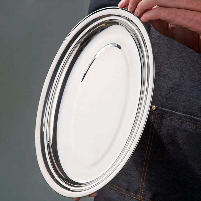 Talíř Servírovací Ocel Nerezový Podnos Talíře Podnos Oválný Talíř na Ryby Večeře Kovový Dezert Jídlo Sushi Svačina Paření Ovoce Podnosy