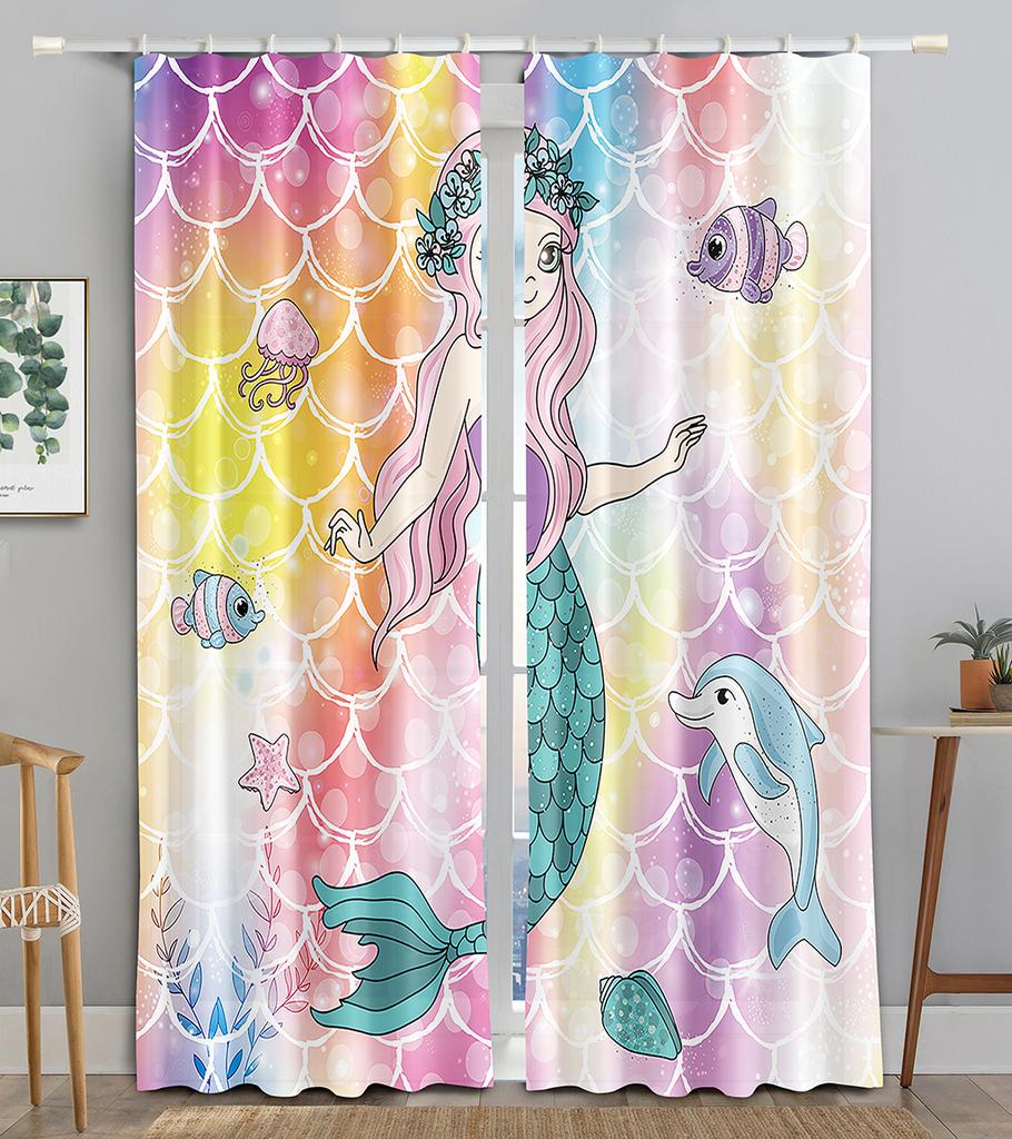 Pink Princess Castle Curtains for Living Room Window Curtain Drape Rod Pocket Girl's Bedroom Panel Fabric Decor Cortinas