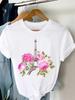 2025 New Watercolor Lovely Flamingo Women Short Sleeve Fashion Summer Top Casual Trend Tshirt Travel Graphic T-Shirt Lady Tee