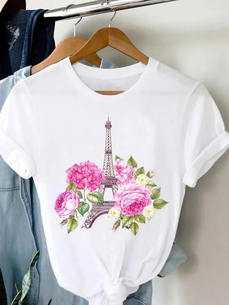 2025 New Watercolor Lovely Flamingo Women Short Sleeve Fashion Summer Top Casual Trend Tshirt Travel Graphic T-Shirt Lady Tee