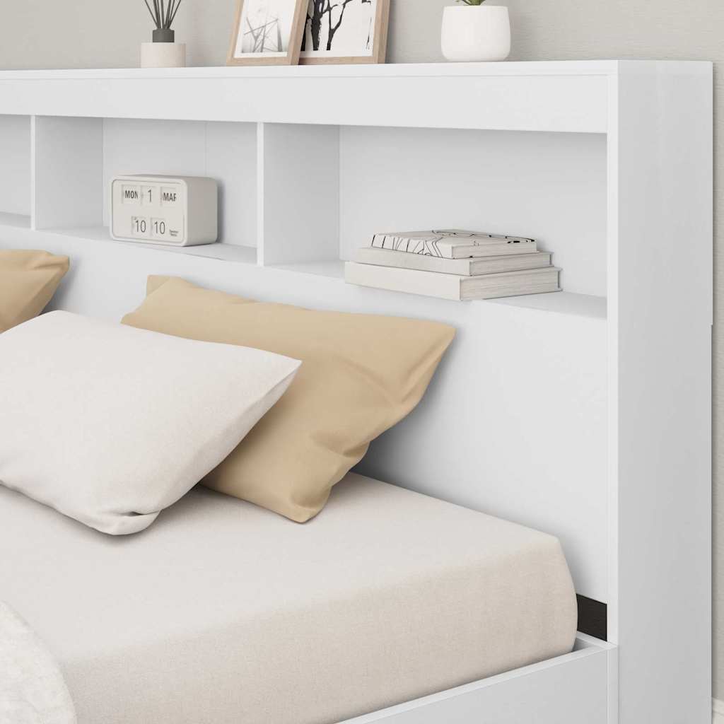 Bookshelf Bed with Headboard White 180 x 200 cm Engineered Wood