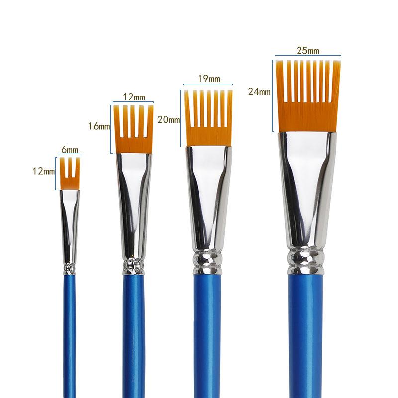 

4Pcs Serrated Shape Paintbrush Set For Watercolor Oil Digital Painting - Landscape Leaf Art Brushes For Artists & Students синій