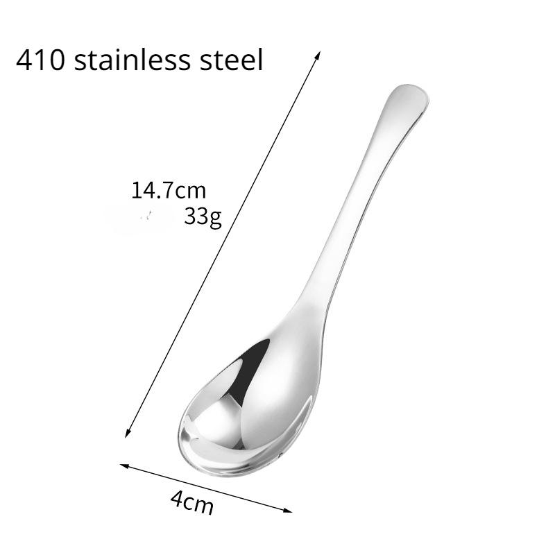 Cucchiaio in Acciaio Inossidabile 304 Ispessito Approfondito Cucchiaio da Zuppa Domestico Bambini Cucchiaio a Testa Rotonda