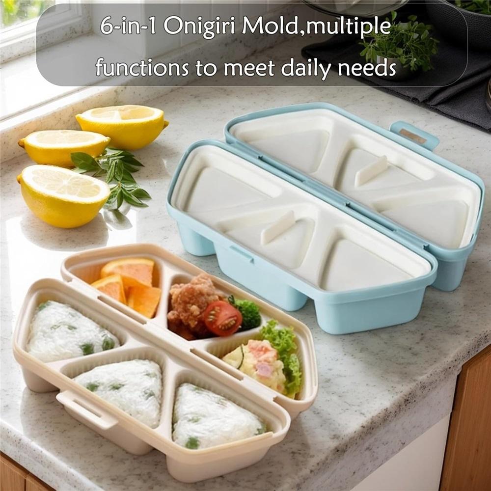 6-in-1 Rice Mold, Triangular Sushi Mold, Foldable Triangular Rice Ball Mold, Quick To Make, Easy To Store, Carry, and Clean