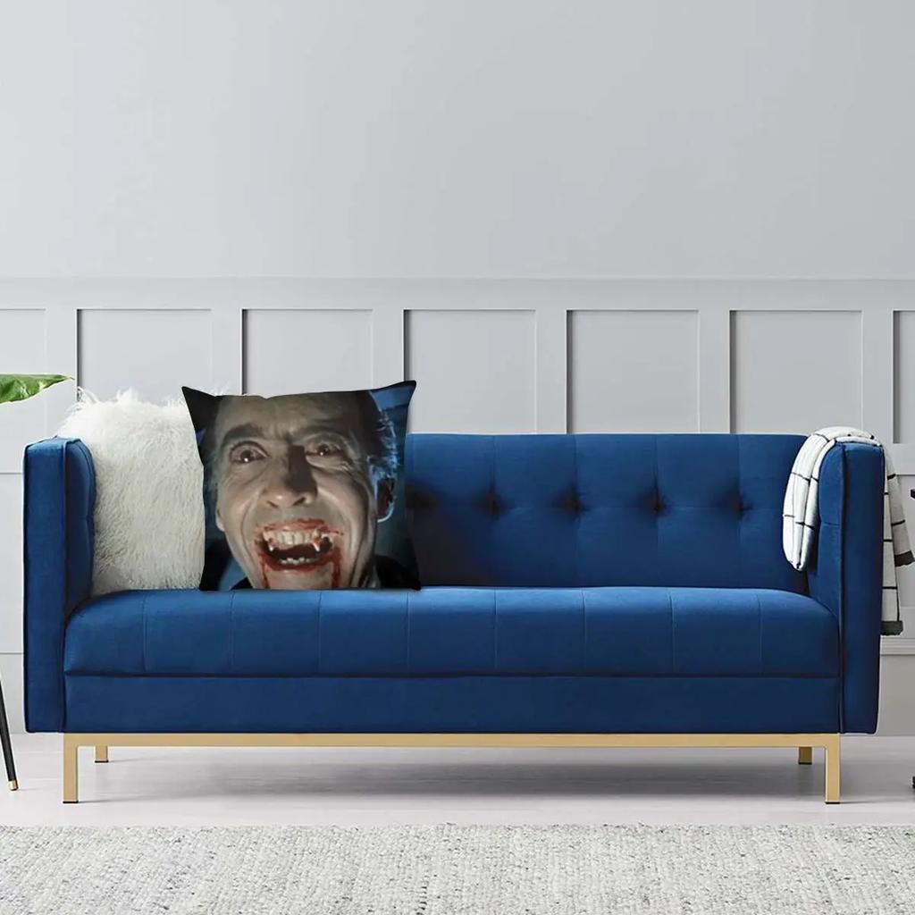Christopher Lee Dracula 1958 Pillowcase Printed Fabric Cushion Cover Gift VAMPIRE. DRACULA. Pillow Case Cover Bed Square 40X40cm