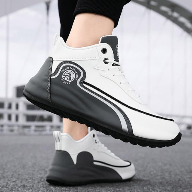 Hochwertige modische Herrenschuhe für Teenager Plattform-Sneaker Koreanische Version Mid-Top Leder Laufschuh Tenis Masculino