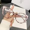 European American Cat Eye Anti-blue Light Women's Color Block Glasses