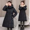 2025 winter new waist medium and long knee cotton-padded clothes fashion thin cotton clothes hooded jacket tide