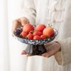 Retro Blue and White Chinese Refreshments Tray Tall Fruit Tray Small Dish Chinese Snacks Snacks Dried Fruit Bowl Ceramic Tray