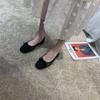 Square head shallow mouth single shoes women's flat bottom 2026 new summer hollow shoes lace mesh soft sole shoes ladyshoes