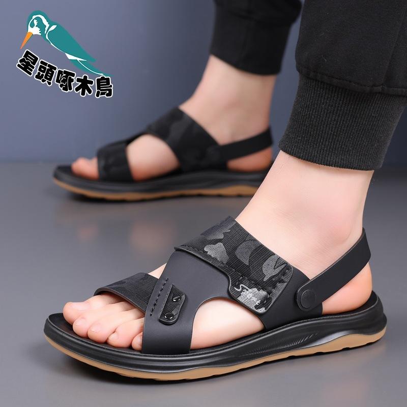 Men's beach shoes 2025 summer men's trend soft-soled casual cool slippers driving leather sandals