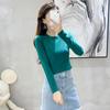 Sexy Black Cotton Women's Clothing O-Neck Long Sleeve Navel Autumn Base Women's Clothing Fashion Casual Ropa Mujer
