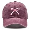 Rosa Schleife Verstellbare Snapback Baseballkappe Gewaschene Baumwollkappe Für Mann Vintage Unelastisch Sonnenhut Perfekt Für Outdoor-Sportarten