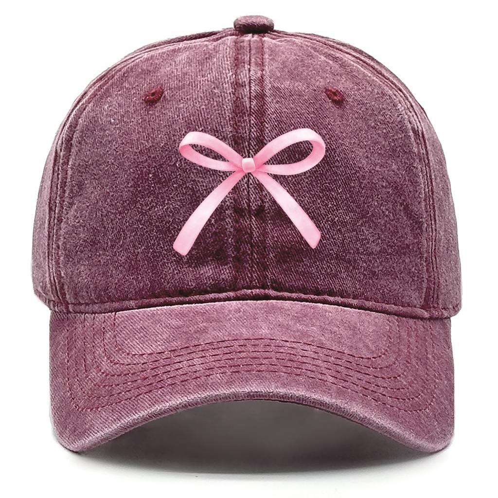 Rosa Schleife Verstellbare Snapback Baseballkappe Gewaschene Baumwollkappe Für Mann Vintage Unelastisch Sonnenhut Perfekt Für Outdoor-Sportarten
