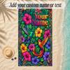 Birds Theme Soft Beach Towel Personalized Custom Name Text Towel Portable for Beach Pool Travel