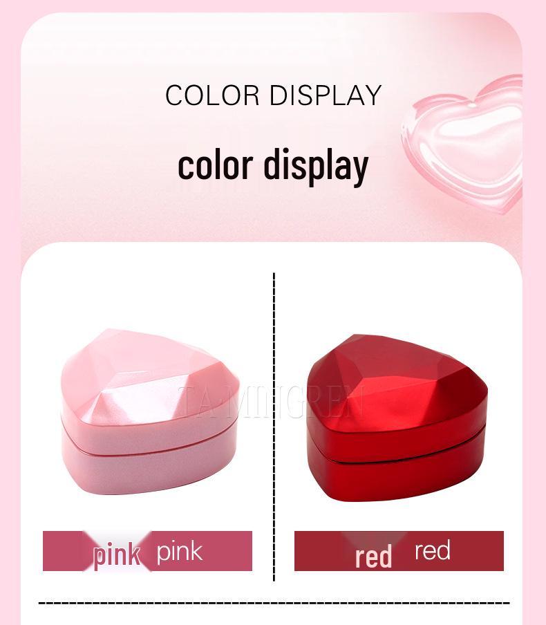 Heart-Shaped Piano Lacquer LED Jewelry Box for Rings and Pendants